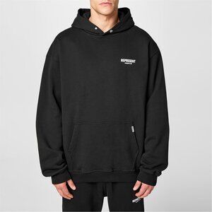 Represent Owners Club Hooded Sweatshirt Black Mens Size Large